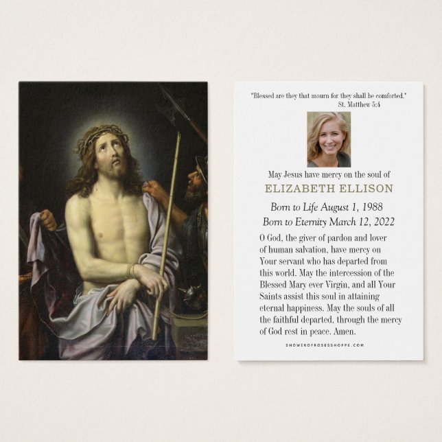 Catholic  Funeral Prayer Memorial Prayer Card (Front & Back)