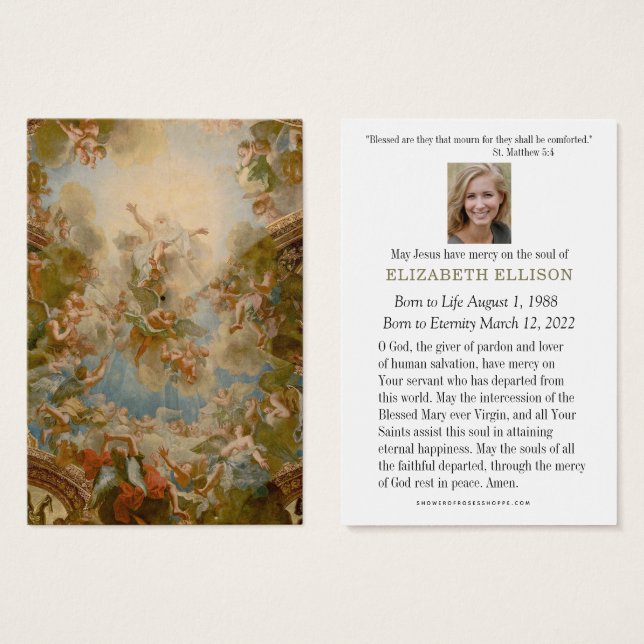 Catholic  Funeral Prayer Memorial Prayer Card (Front & Back)