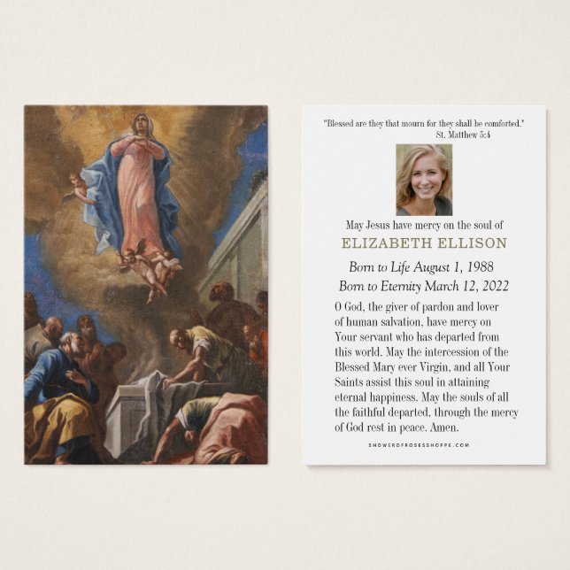 Catholic  Funeral Prayer Memorial Prayer Card (Front & Back)