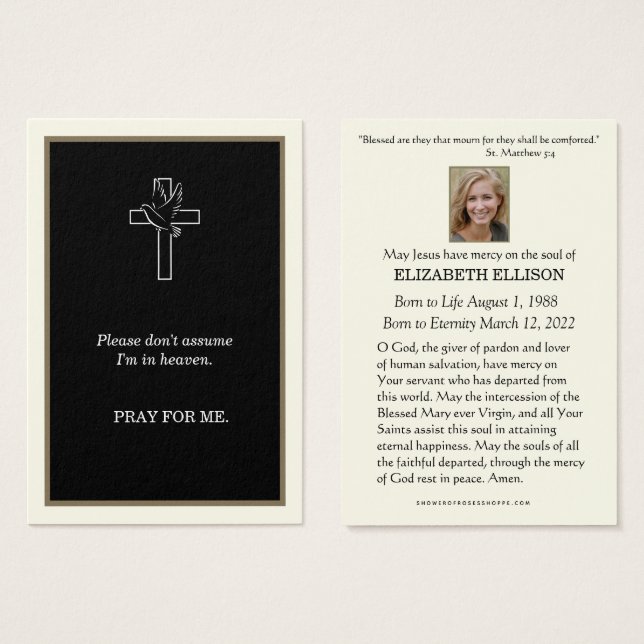 Catholic Funeral Prayer Memorial Sympathy  (Front & Back)