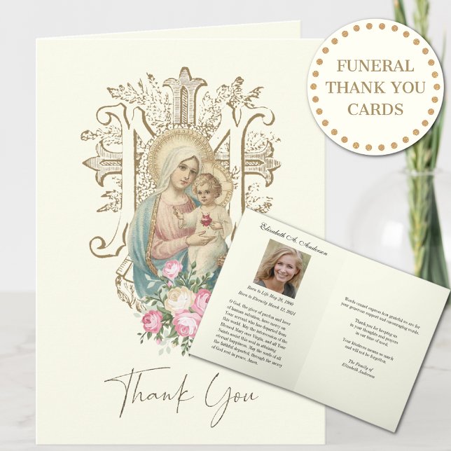 Catholic Funeral Prayer Memorial Thank You  Note Card (Creator Uploaded)