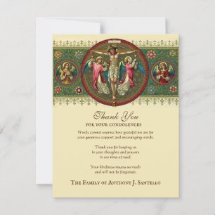 Catholic  Funeral Sympathy Holy Card Thank You