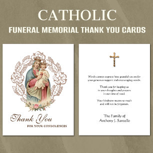 Catholic  Funeral Sympathy Holy Card Thank You
