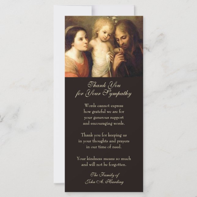 Catholic Funeral Sympathy Holy Family Card (Front)