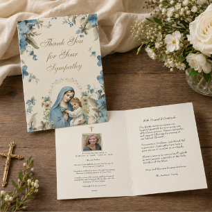 Catholic Funeral Sympathy with Prayer & Photo Thank You Card