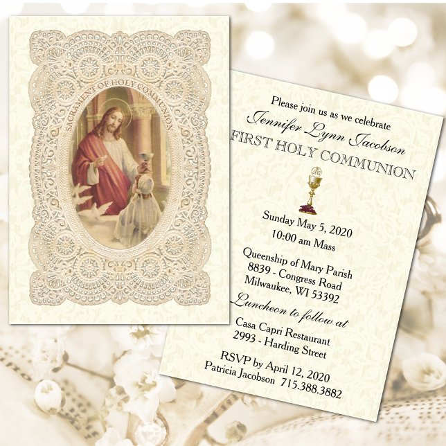 Catholic Girl First Holy Communion Invitation (Creator Uploaded)