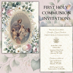 Catholic Girl  First Holy Communion Invitation