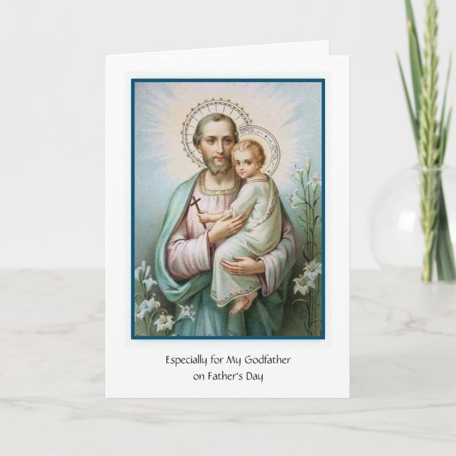 Catholic Godfather St. Joseph  Jesus Fathers Day Card (Front)