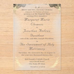 Catholic Grace Acrylic Wedding Invitation