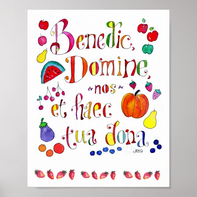 Catholic Grace Before Meals Thanksgiving Prayer Poster (Front)