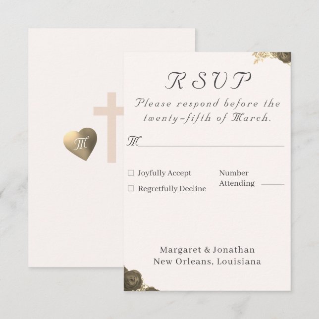 Catholic Grace Wedding  RSVP Card (Front/Back)