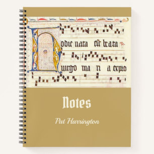 Catholic Gregorian Chant Latin Mass Mediaeval Gold Notebook