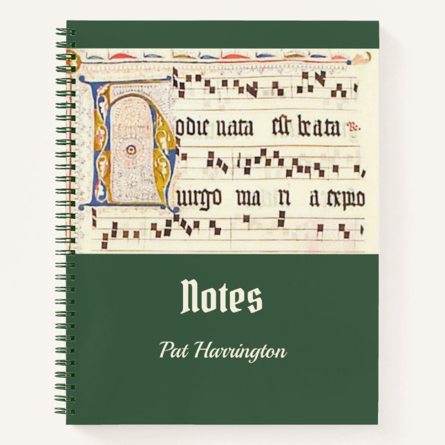 Catholic Gregorian Chant Latin Mass Mediaeval Teal Notebook (Front)