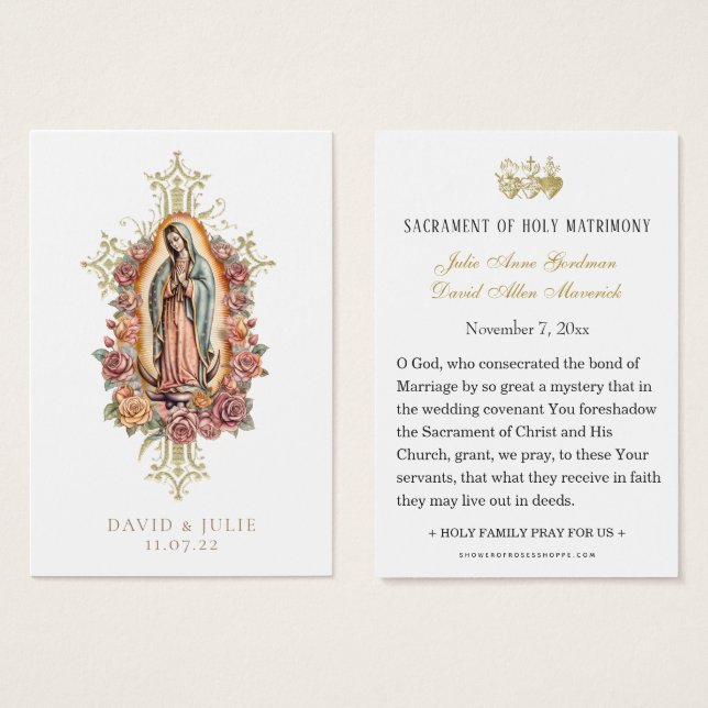 Catholic Guadalupe Wedding Prayer Card (Front & Back)