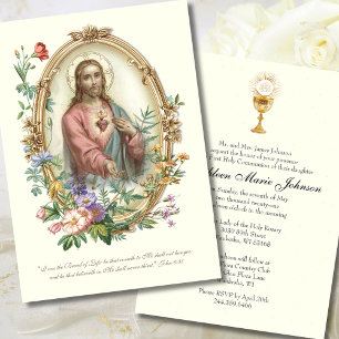 Catholic Holy Communion Sacred Heart Jesus Invitation