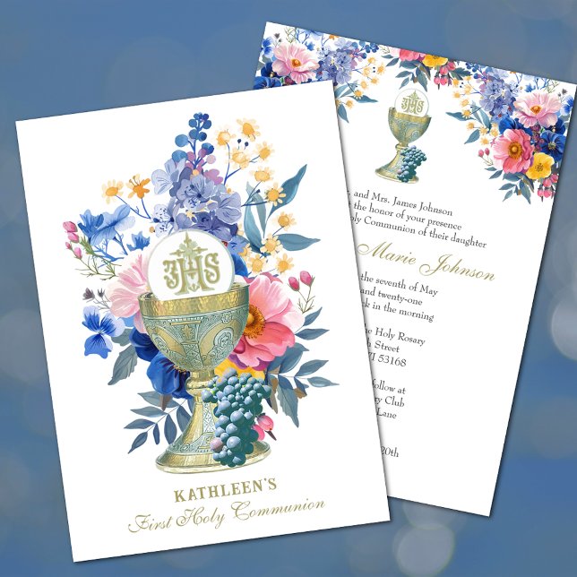 Catholic Holy Communion Summer Floral Invitation (Creator Uploaded)
