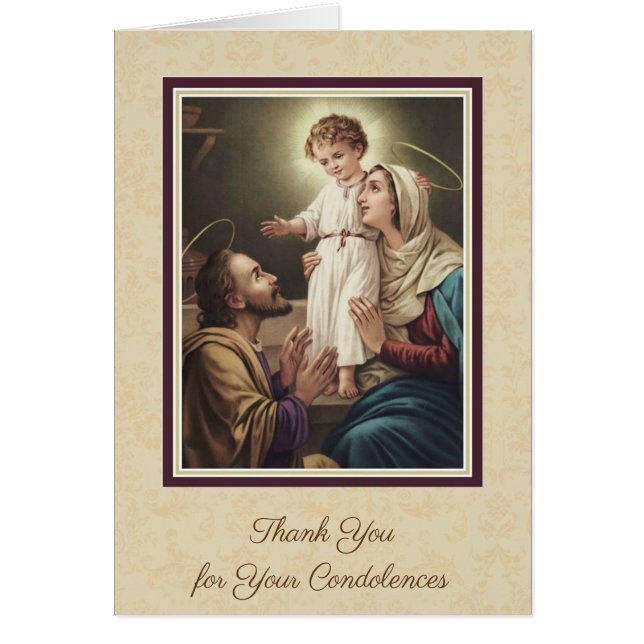 Catholic Holy Family Funeral Condolence Thank You (Front)