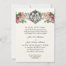 Catholic Holy Family Pink Roses Floral  Wedding