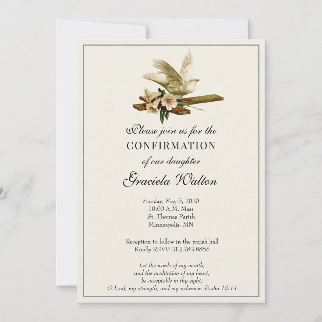 Catholic Holy Spirit Sacrament of Confirmation Invitation (Front)