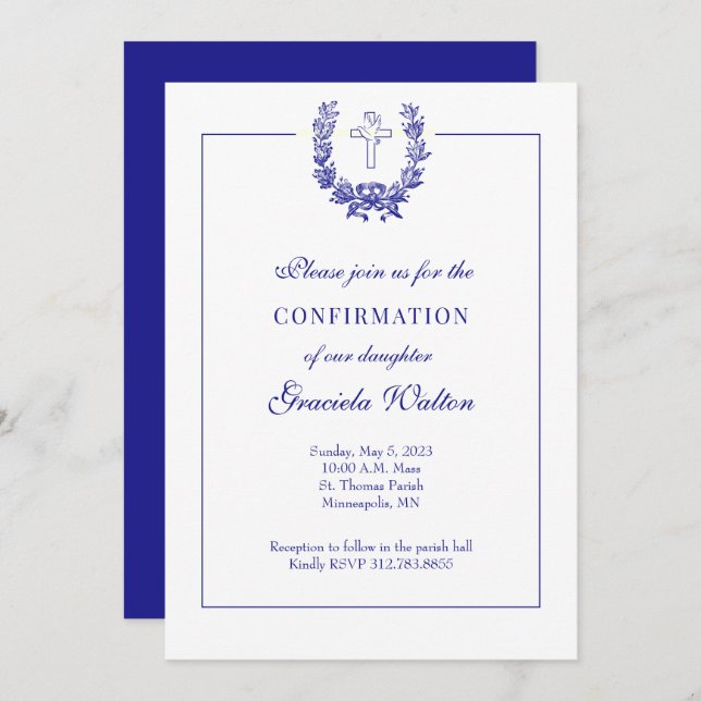 Catholic Holy Spirit Sacrament of Confirmation Invitation (Front/Back)