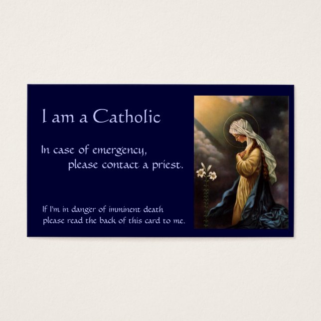 Catholic ID Card "in case of emergency" (Front)