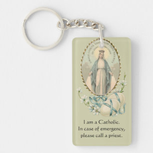 Catholic ID Religious Blessed Virgin Mary Key Ring