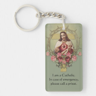 Catholic ID Religious Sacred Heart of Jesus  Key Ring