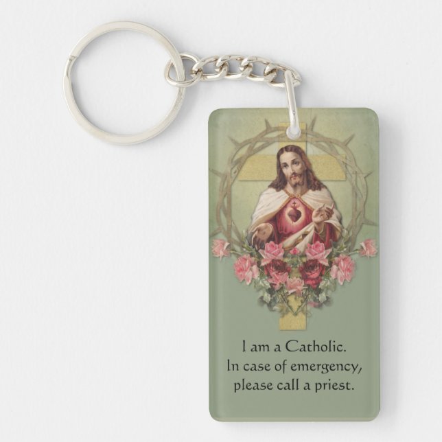 Catholic ID Religious Sacred Heart of Jesus  Key Ring (Front)