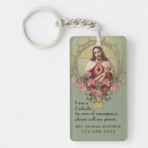 Catholic ID Religious Sacred Heart of Jesus  Keych Key Ring