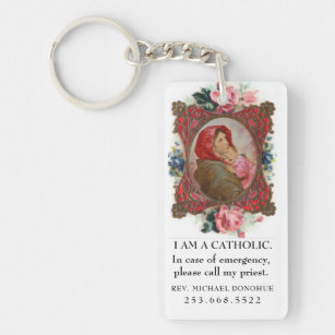 Catholic ID Religious Virgin Mary Jesus  Key Ring