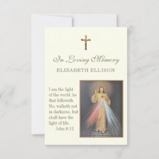 Catholic Jesus Divine Mercy Funeral Prayer Card