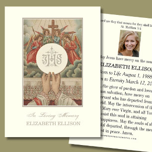 Catholic Jesus Eucharist Angel Funeral Prayer Card