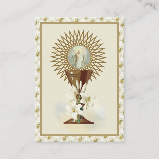 Catholic Jesus Eucharist Angels Prayer Easter Business Card (Front)