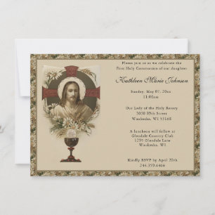 Catholic Jesus First Communion Invitations