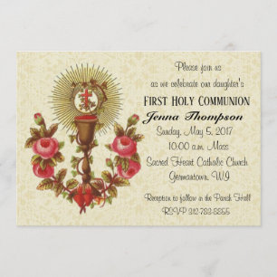 Catholic Jesus First Communion Vintage Invitations