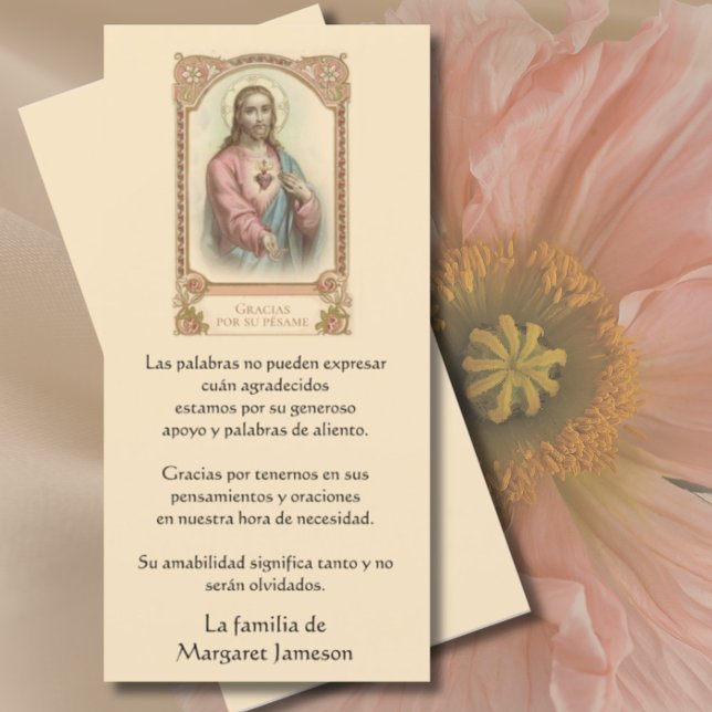 Catholic Jesus Funeral Condolence Spanish Thank You Card (Creator Uploaded)