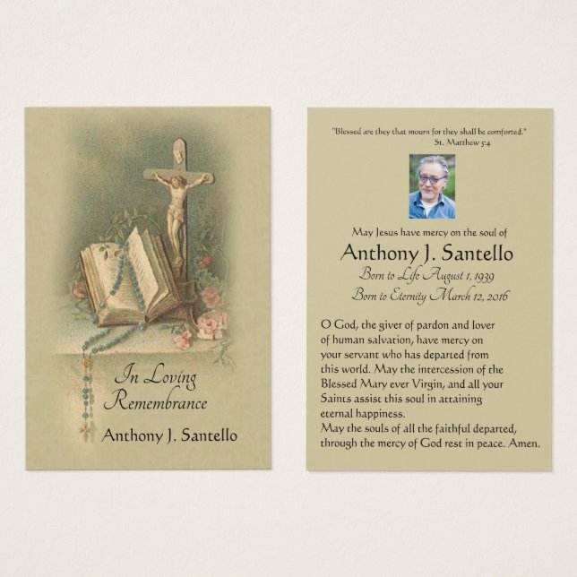 Catholic Jesus Funeral Sympathy Prayer Holy Card (Front & Back)