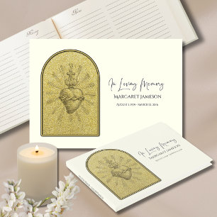 Catholic Jesus Sacred Heart Funeral Memorial Guest Book