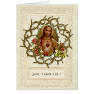 Catholic Jesus Sacred Heart Religious Floral