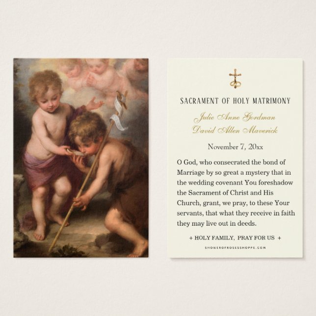 Catholic John the Baptist  Wedding Holy Card (Front & Back)