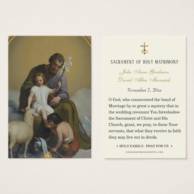 Catholic John the Baptist Wedding Holy Card (Front & Back)