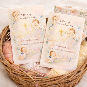 Catholic Knitter, Homemaker Embroidery Sewing Postcard