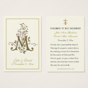 Catholic Marian Cross Wedding Favour Card 