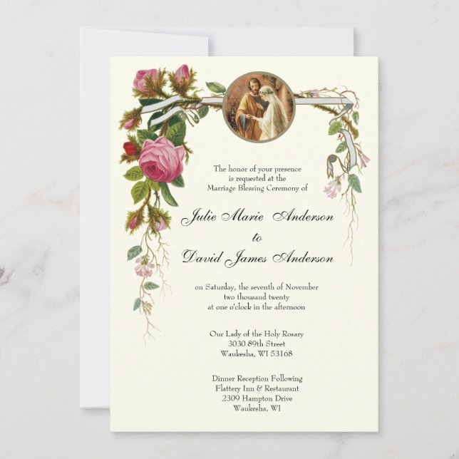 Catholic Marriage Blessing Ceremony Convalidation  Invitation (Front)