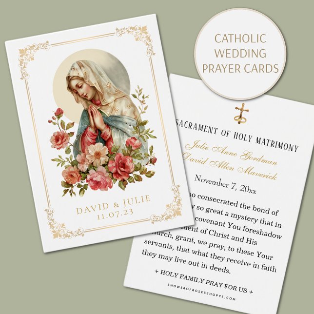  Catholic Mary Floral Wedding Prayer Card  (Creator Uploaded)
