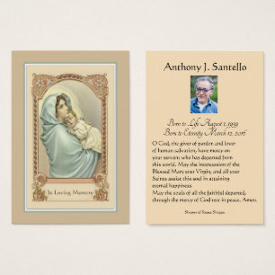 Catholic Mary Funeral Memorial Prayer Holy Card