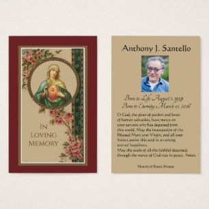 Catholic Mary Funeral Memorial Prayer Holy Card