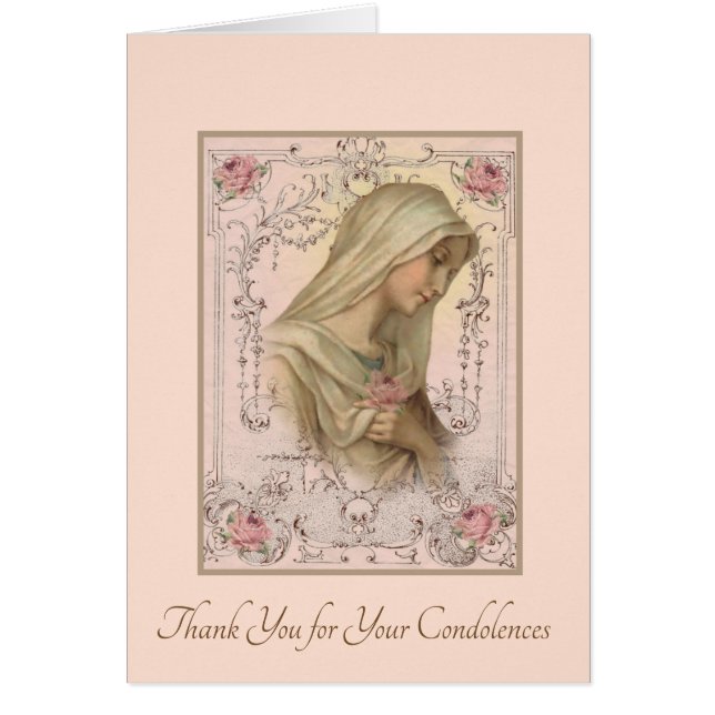 Catholic Mary Funeral Sympathy Holy Card Thank You (Front)