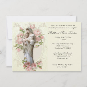 Catholic Mary Jesus First Communion Invitations