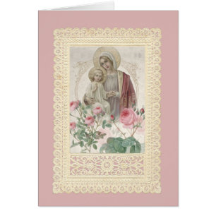 Catholic Mary Jesus Religious Floral Lace